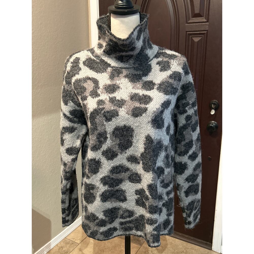 DKNY Leopard Animal High Neck Winter Sweater